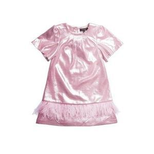 Imoga Powder Pink Kamryn Feather Dress Girls 4